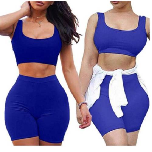 2pcs Yoga Sets Athletic Gym Women Clothes Sexy Sleeveless Sports Bra High Waist Short Solid Seamless Shorts Fitness Suit