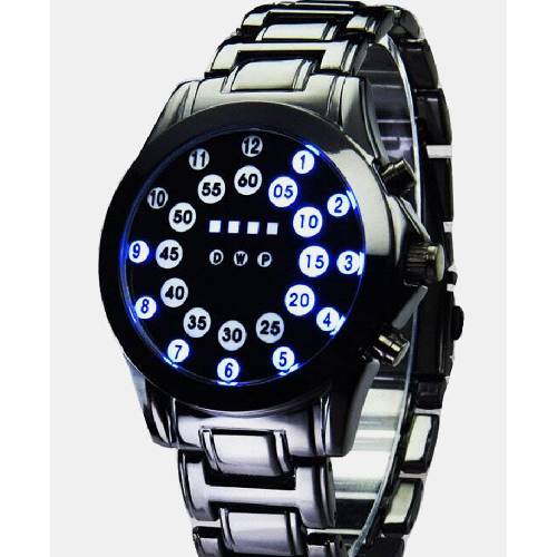 5 Colors Alloy Men Vintage Watch LED Light Display Electronic Chronograph Binary Digital Watch