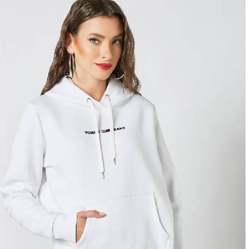 TOMMY JEANS Linear Logo Hoodie White