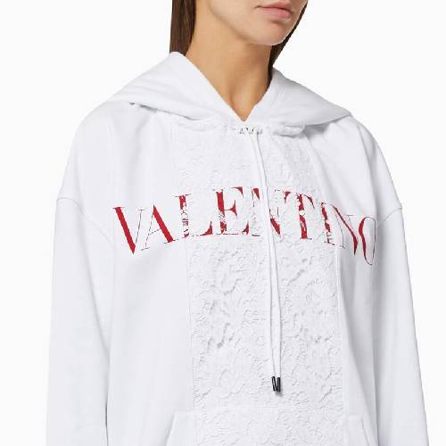 Valentino Print Hoodie in Cotton Jersey _ Lace