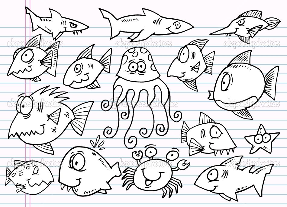 sea creature doodles